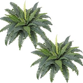 Dremisland Artificial Boston Fern Bush Set of 2 Large Artificial Ferns for Outdoors 30" Fake Ferns Hanging Faux Fern Artificial Bush Plants for Outdoors Planter Indoor Home Garden Porch Decor in Kuwait