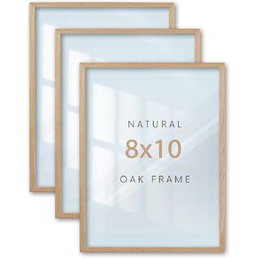 KensTro 8x10 in Oak Wood Picture Frame Set of 3, 8x10 Frame Beige Minimalist Wooden Poster Frames,Natural Solid Wood Picture Frame for Wall Art,Photos,Prints in Saudi Arabia