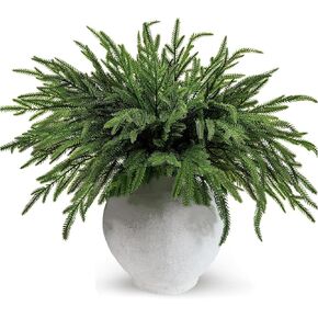 WKTRSM 12 Pcs Christmas Norfolk Pine Branches, Artificial Pine Branches Norfolk Pine Stems DIY Crafts Faux Christmas Greenery Stems for Xmas Indoor Outdoor Home Decor (18 Inches) in Saudi Arabia