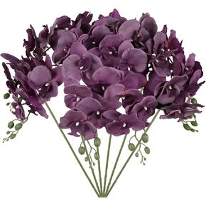 IPOPU 6Pcs White Orchids Artificial Flowers with 9 Large Blooms 37.4" Long Stem Fake Silk Orchid Look Real Flowers for Tall Vase Faux Orchids for Wedding Home Party Dining Table Centerpiece Decoration in Saudi Arabia