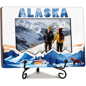 إطار صور للسفر من Ogleqoo New York، إطار صور خشبي بطابع نيويورك مقاس 5 × 8 مع حامل، هدايا شهر العسل للذكرى السنوية للعطلات للأزواج والأصدقاء، ديكورات مكتب المنزل-A17 in Kuwait