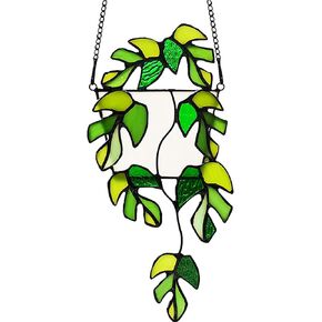 Plant Painted Acrylic, Painted Acrylic Window Hanging, Green Plants Artificial Decoration, Catch The Day Plant Gifts for Ladies, Grandma, Mother's Day, Christmas (1, Turtle-Back Leaf) in Saudi Arabia