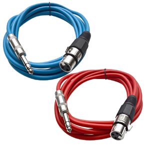 Seismic Audio - SATRXL-F10-2 Pack of 10 Foot 1/4 Inch TRS to XLR Female Patch Cables - Balanced - 10 Foot Patch Cord - Orange and Orange in Saudi Arabia