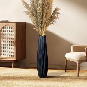 Black Matte Floor Ceramic Vase,24 Inch Large Vase for Home Decor Modern Minimalist Style Flower Vase for Pampas Grass Livingroom Office Centerpieces Decorative Tall,Can Water-Holding in Saudi Arabia