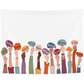 Welcome Tapestry Welcome Words In Different Languages Wall Hanging Tapestries Colorful Conceptual Educational Multilingual Wall Decor For College Dorm Classroom Party Home Bedroom Living Room 29"X37" in Saudi Arabia