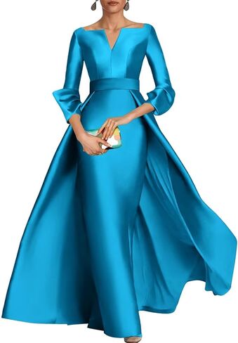 Long Sleeve Mermaid Prom Dresses with Skirt for Women Satin Mother of The Bride Dress He5170 in Saudi Arabia