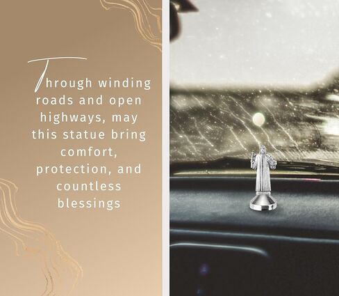 Mini San Benito Statue - St Benedict Statue with Holy Card, Laminated St Benedict Prayer Card, Lord's Prayer Card - Estatua De San Benito with Magnetic Sticky Base for Car, Flat Surfaces - 3 Items Set in Saudi Arabia