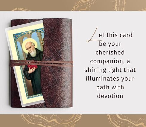 Mini San Benito Statue - St Benedict Statue with Holy Card, Laminated St Benedict Prayer Card, Lord's Prayer Card - Estatua De San Benito with Magnetic Sticky Base for Car, Flat Surfaces - 3 Items Set in Saudi Arabia