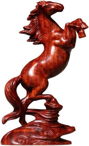 DFJLWKE Standing Horse Statue Home Decor, Wooden Horse Desktop Sculpture, Home & Office Animal Statue, Horse Memorial Gifts for Horse Lovers (red) in Saudi Arabia