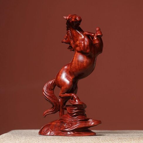 DFJLWKE Standing Horse Statue Home Decor, Wooden Horse Desktop Sculpture, Home & Office Animal Statue, Horse Memorial Gifts for Horse Lovers (red) in Saudi Arabia