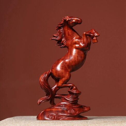 DFJLWKE Standing Horse Statue Home Decor, Wooden Horse Desktop Sculpture, Home & Office Animal Statue, Horse Memorial Gifts for Horse Lovers (red) in Saudi Arabia