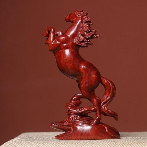 DFJLWKE Standing Horse Statue Home Decor, Wooden Horse Desktop Sculpture, Home & Office Animal Statue, Horse Memorial Gifts for Horse Lovers (red) in Saudi Arabia