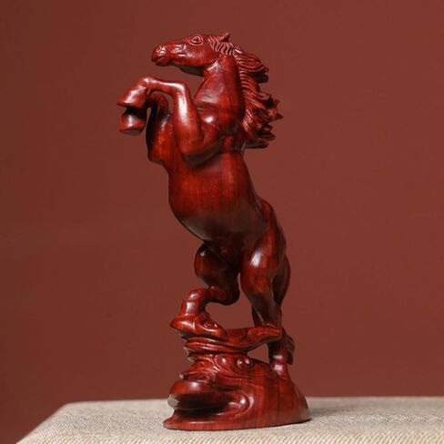 DFJLWKE Standing Horse Statue Home Decor, Wooden Horse Desktop Sculpture, Home & Office Animal Statue, Horse Memorial Gifts for Horse Lovers (red) in Saudi Arabia