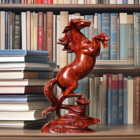 DFJLWKE Standing Horse Statue Home Decor, Wooden Horse Desktop Sculpture, Home & Office Animal Statue, Horse Memorial Gifts for Horse Lovers (red) in Saudi Arabia