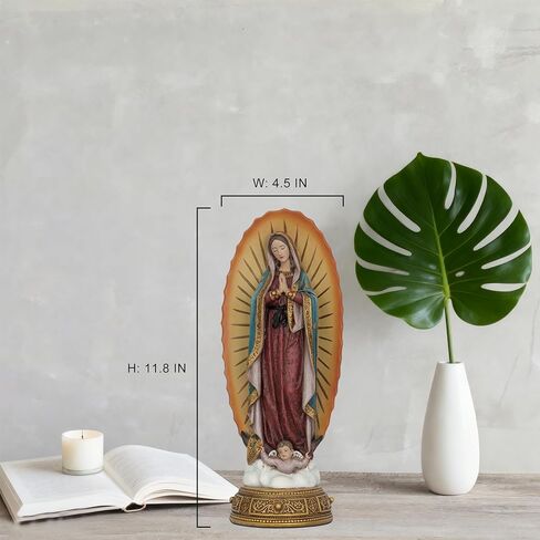 Kreative&Kind Virgen de Guadalupe Statue, Hand-Painted Indoor Virgin Mary Statue Catholic Table Altar Decor, Our Lady of Guadalupe Religious Figurine 11.8 Inch, Religious Gifts for Home & Office in Saudi Arabia