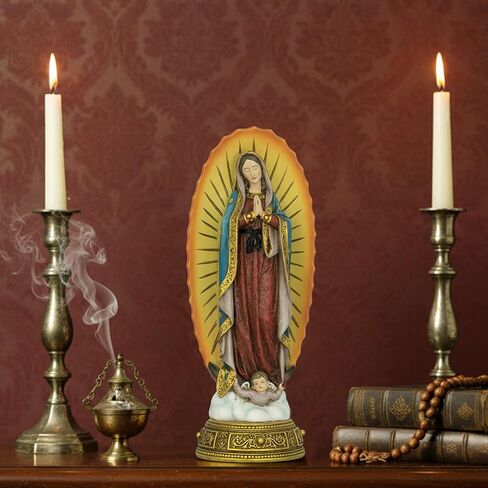Kreative&Kind Virgen de Guadalupe Statue, Hand-Painted Indoor Virgin Mary Statue Catholic Table Altar Decor, Our Lady of Guadalupe Religious Figurine 11.8 Inch, Religious Gifts for Home & Office in Saudi Arabia