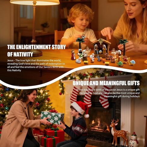 ResWRLD Nativity Set Advent Calendar 2025, Nativity Sets & Figures for Kids Christmas Countdown Calendar with 25 Surprises Tabletop Scene Figurine Décor with Lighted Xmas Gift for Boys and Girls in Saudi Arabia