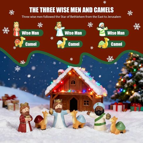 ResWRLD Nativity Set Advent Calendar 2025, Nativity Sets & Figures for Kids Christmas Countdown Calendar with 25 Surprises Tabletop Scene Figurine Décor with Lighted Xmas Gift for Boys and Girls in Saudi Arabia