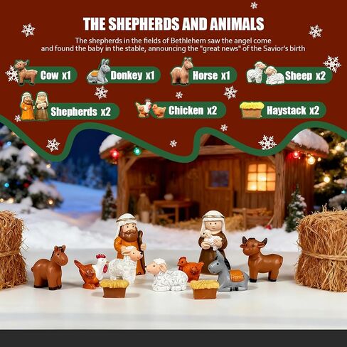 ResWRLD Nativity Set Advent Calendar 2025, Nativity Sets & Figures for Kids Christmas Countdown Calendar with 25 Surprises Tabletop Scene Figurine Décor with Lighted Xmas Gift for Boys and Girls in Saudi Arabia