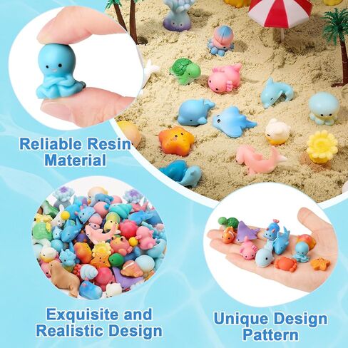 GGSTDDUP 80 Pcs Ocean Mini Resin Animals Mini Resin Figurines Miniature Summer Figurines for DIY Cake Decoration Ornaments Crafts Moss Landscape in Saudi Arabia