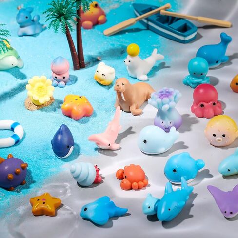 GGSTDDUP 80 Pcs Ocean Mini Resin Animals Mini Resin Figurines Miniature Summer Figurines for DIY Cake Decoration Ornaments Crafts Moss Landscape in Saudi Arabia