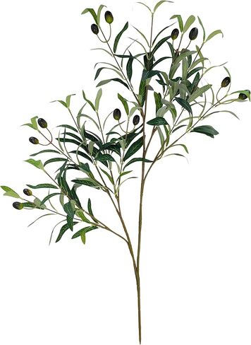 38PCS 2 Fork Faux Olive Plant for Vase,12.5 Inch Artificial Olive Branches with Fruits,Fake Twigs and Branches for vases Home Decor Weddings Party Floral Arrangement (38, 2 Fork 12.5 in) in Kuwait