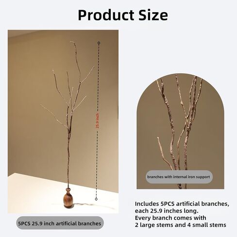 5PCS Lifelike Curly Willow Branches Decorative Dried Artificial Twigs, 25.9 Inches Fake Bendable Sticks Vintage Vines/Stems DIY Greenery Plants Craft Vases Home Garden Hotel Farmhouse Decor in Saudi Arabia