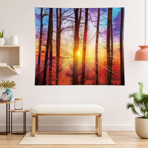 Wall Hanging Tapestry Decorative Forest Sunset Nature Landscape Fabric Art for Bedroom Dorm Living Room Home Décor in Saudi Arabia