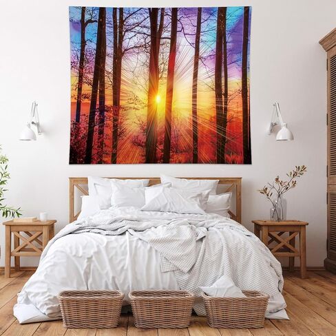 Wall Hanging Tapestry Decorative Forest Sunset Nature Landscape Fabric Art for Bedroom Dorm Living Room Home Décor in Saudi Arabia