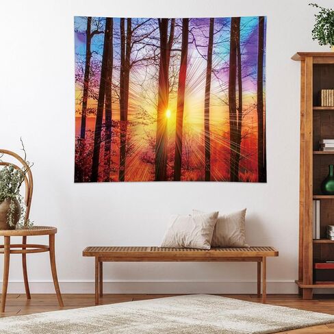 Wall Hanging Tapestry Decorative Forest Sunset Nature Landscape Fabric Art for Bedroom Dorm Living Room Home Décor in Saudi Arabia