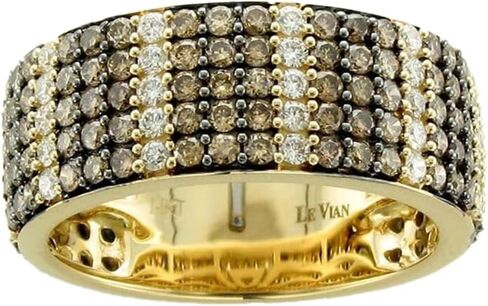 LE VIAN 2 Carat Vanilla and Chocolate Diamond Ring for Women | 14k Yellow Gold Luxurious Wide Band Ring for Her (G-H, Brown, VS2-SI1, 1.94 cttw) Promise Anniversary Wedding Band Size 6.5 in Saudi Arabia
