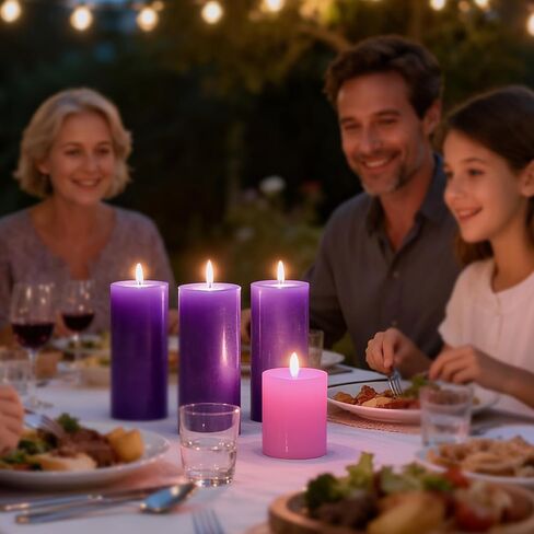 Advent Candle Set of 4, Unscented Pillar Candles 3" x 6" Hand-Poured, Advent Pillar Candle can Burn 120 Hours, Christmas Advent Candles for Advent Wreath in Saudi Arabia