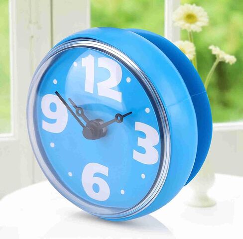 Yanxite ABS Mini Blue Suction Cup الحمام ساعة المطبخ، نافذة مستديرة مرآة دش ساعة، نوع المؤشر التقليدي، بيئة الديكور in Saudi Arabia