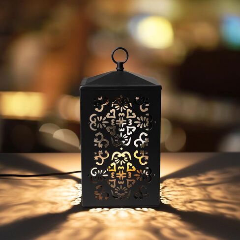 LALISU Candle Warmer Lamp Lantern for Top-Down Candle Melting with Timer & Dimmer for Wax Melting, Electric Candle Lamp with 2 Bulbs (Black) in Saudi Arabia