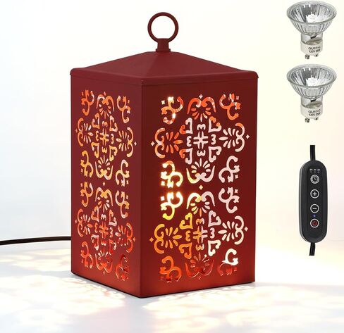 LALISU Candle Warmer Lamp Lantern for Top-Down Candle Melting with Timer & Dimmer for Wax Melting, Electric Candle Lamp with 2 Bulbs (Black) in Saudi Arabia