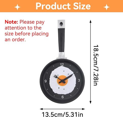 Cyrank Egg Frying Pan Wall Clock, Decorative 3D Pan Wall Mounted Clock with Fried Egg Modern Design Wall Clock for Dinning Hall Restaurant(Black) in Saudi Arabia