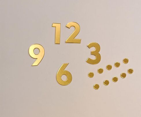 مجموعة من 2 إكسسوار لساعة الحائط DIY، أرقام أكريليك ذاتية اللصق عاكسة (أرقام) وشرطات لساعة الحائط (مرآة ذهبية، 3 سم) in Kuwait