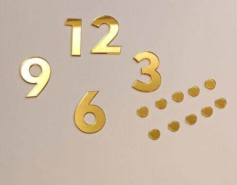 مجموعة من 2 إكسسوار لساعة الحائط DIY، أرقام أكريليك ذاتية اللصق عاكسة (أرقام) وشرطات لساعة الحائط (مرآة ذهبية، 3 سم) in Kuwait