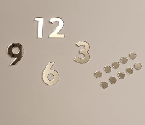 مجموعة من 2 إكسسوار لساعة الحائط DIY، أرقام أكريليك ذاتية اللصق عاكسة (أرقام) وشرطات لساعة الحائط (مرآة ذهبية، 3 سم) in Kuwait