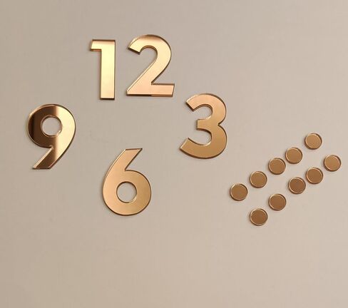 مجموعة من 2 إكسسوار لساعة الحائط DIY، أرقام أكريليك ذاتية اللصق عاكسة (أرقام) وشرطات لساعة الحائط (مرآة ذهبية، 3 سم) in Kuwait