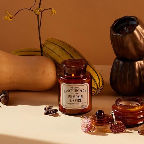 شمعة معطرة من باديواكس أرتيزان مع غطاء في وعاء زجاجي قابل لإعادة الاستخدام، شمعة صويا نظيفة مع حوالي. وقت الاحتراق لمدة 54 ساعة، القرع والتوابل، 8 أونصة. in Kuwait