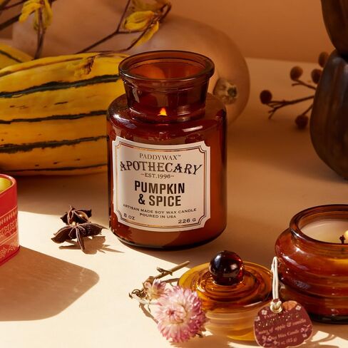 شمعة معطرة من باديواكس أرتيزان مع غطاء في وعاء زجاجي قابل لإعادة الاستخدام، شمعة صويا نظيفة مع حوالي. وقت الاحتراق لمدة 54 ساعة، القرع والتوابل، 8 أونصة. in Kuwait
