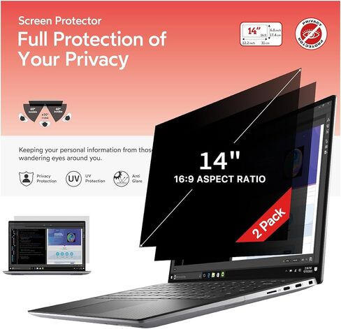 bersem 14 Inch Laptop Privacy Screen for 16:10 Ratio Computer Monitor, Removable Anti Glare Blue Light Filter for Laptop Privacy Screen 14 inch, Anti-Spy, Anti-Scratch, UV-Blocking in Saudi Arabia