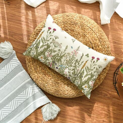 AVOIN colorlife الزهور البرية الخريف رمي غطاء وسادة، 12 × 20 بوصة زهرة وسادة القضية الديكور للأريكة الأريكة in Kuwait