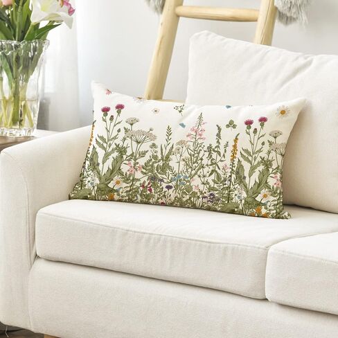 AVOIN colorlife الزهور البرية الخريف رمي غطاء وسادة، 12 × 20 بوصة زهرة وسادة القضية الديكور للأريكة الأريكة in Kuwait