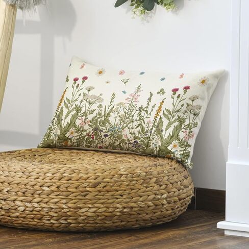 AVOIN colorlife الزهور البرية الخريف رمي غطاء وسادة، 12 × 20 بوصة زهرة وسادة القضية الديكور للأريكة الأريكة in Kuwait