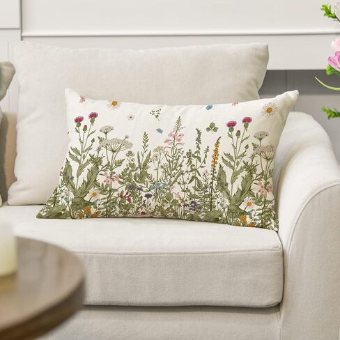 AVOIN colorlife الزهور البرية الخريف رمي غطاء وسادة، 12 × 20 بوصة زهرة وسادة القضية الديكور للأريكة الأريكة in Kuwait