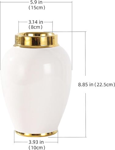 YUSHUIHOME 8.85 "مزهرية سيراميك بحافة ذهبية | ديكور منزلي فاخر حديث | مركز زهور أنيق، غرفة معيشة، مكتب وفندق | لمسة نهائية ناعمة in Kuwait