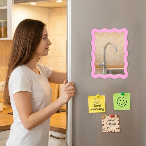 APLZGMG 5'' x 7'' Magnetic Locker Mirror, Pink Magnet Mirror for Locker, Cute Lockers Decorations for Girls Makeup, Magnetic Mirrors for School, Office and Home Bathroom in Kuwait