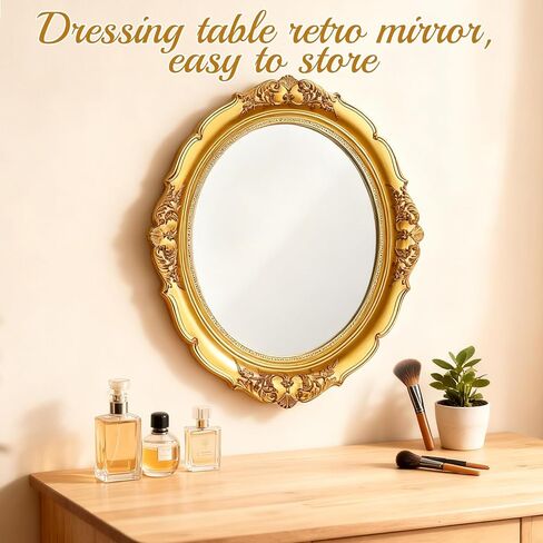 4 قطع مرآة ذهبية عتيقة مجموعة مرايا عتيقة للجدار العتيقة على شكل درع مربع بيضاوي للديكور مرآة مجوهرات مضمد صينية تنظيم لغرفة المعيشة وغرفة النوم وحفلات الزفاف وسطح المكتب والتصوير الفوتوغرافي in Kuwait